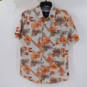 roark Shirt Men's Medium Short Sleeve Button Up Floral Cotton lightweight camp